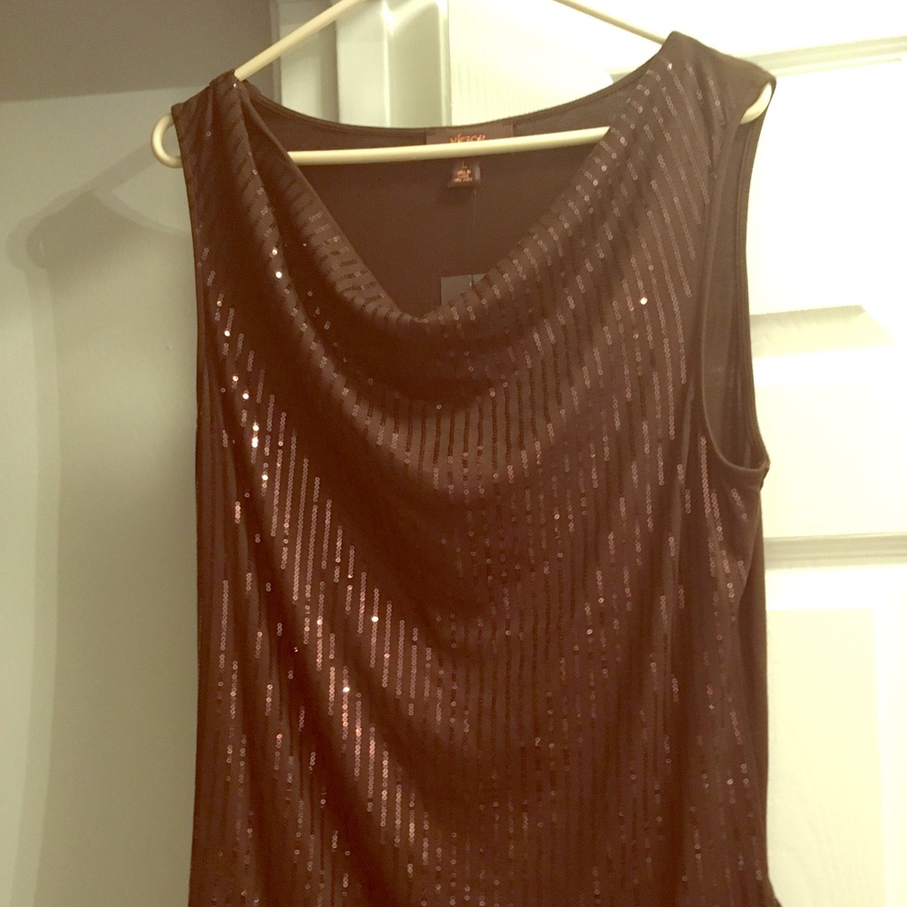 NWT Sequin tank. Chocolate brown in color. Size L.