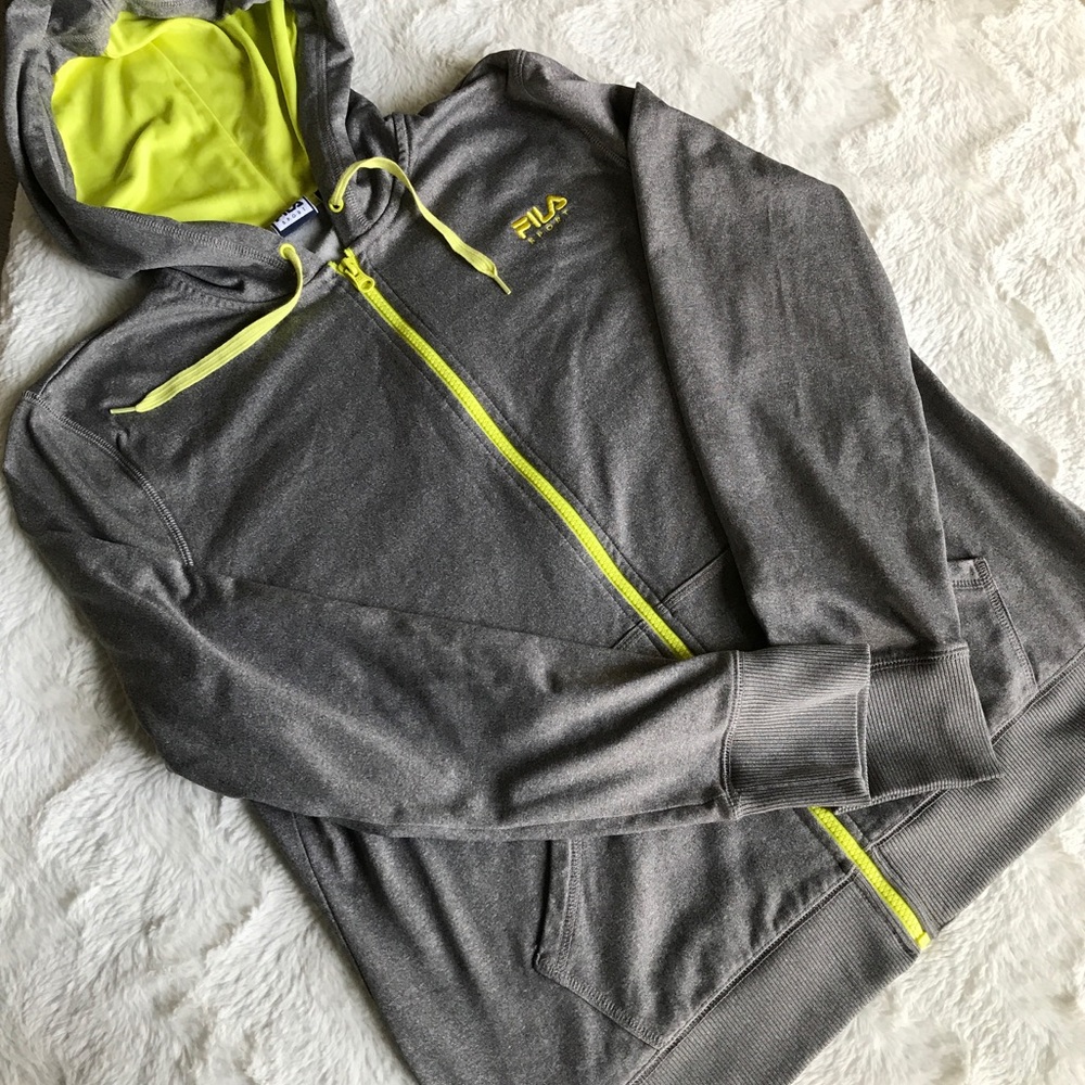 Fila Grey with Neon Yellow Zipper Sweater
