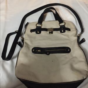 Black & white leather crossbody bag