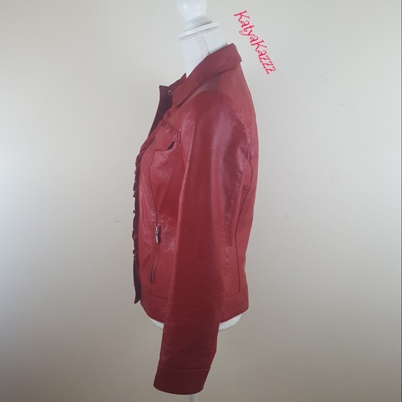 ♥️♥️♥️LEATHER JACKET♥️♥️♥️ red❤ - Picture 4 of 7