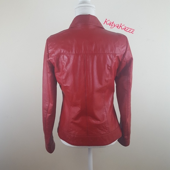 ♥️♥️♥️LEATHER JACKET♥️♥️♥️ red❤ - Picture 3 of 7