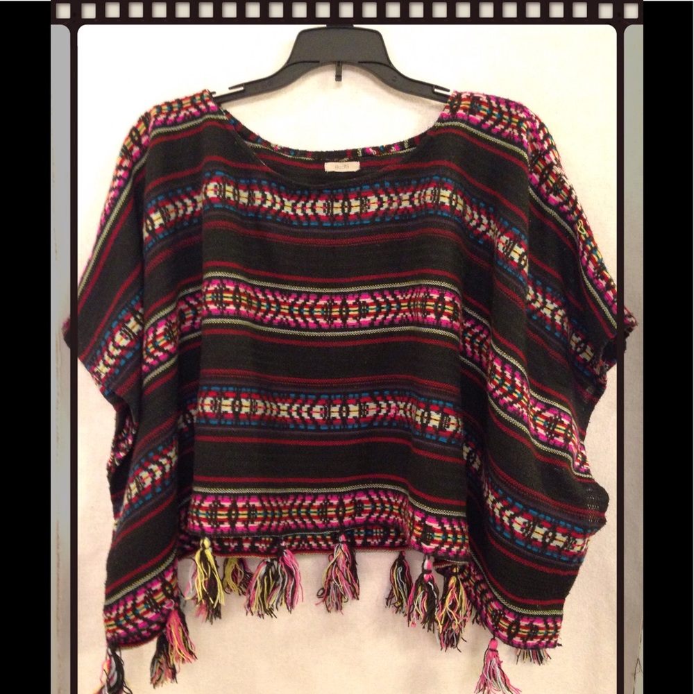 SOUTHWEST CLASSIC MULTI STRIPED PONCHO SHRUG - Picture 7 of 7