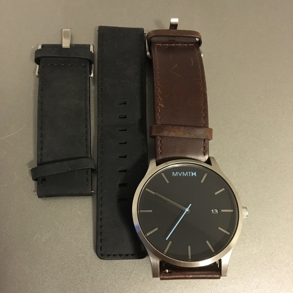 MVMT Men's Watch with brown & black leather straps