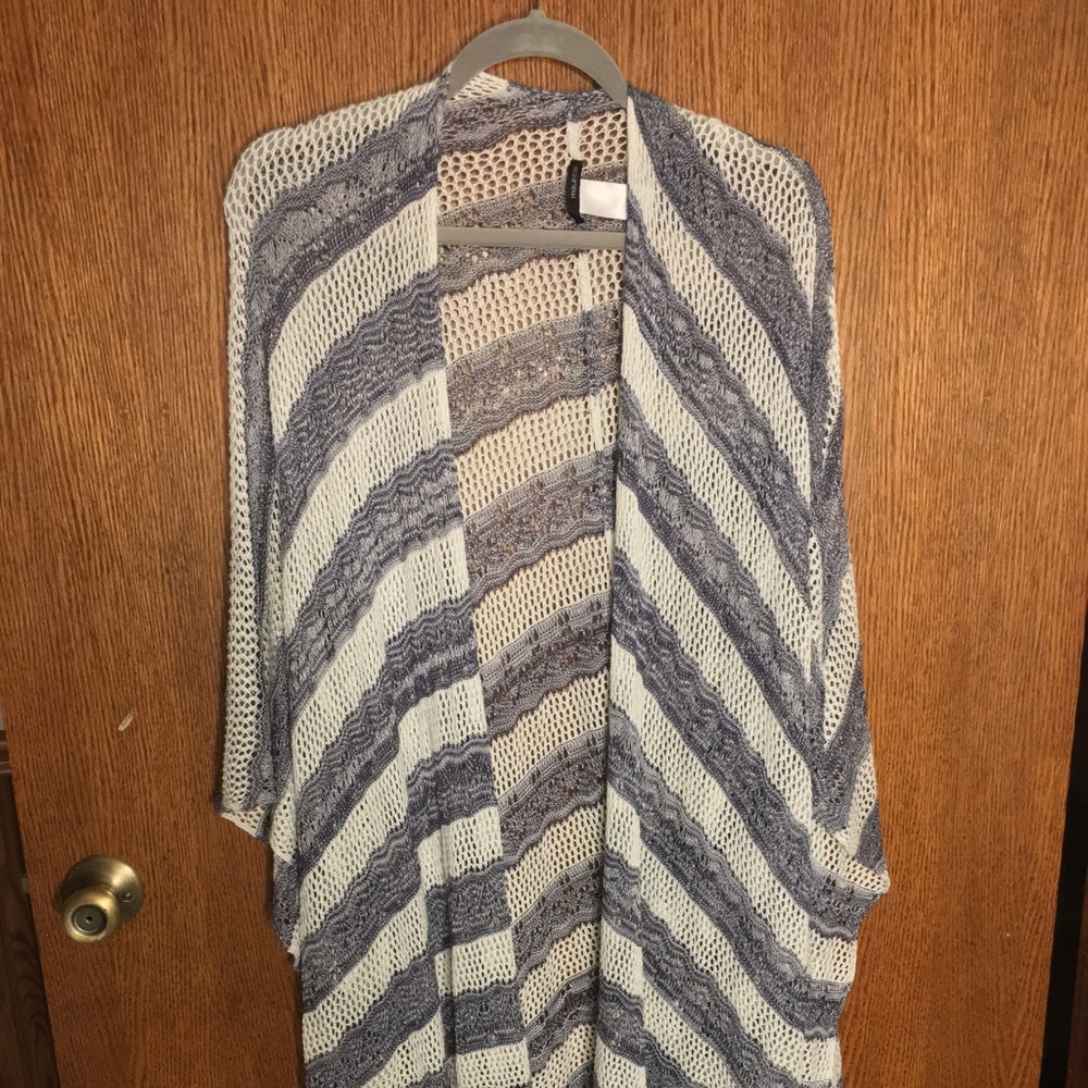 One Size Navy Blue & White Stripped Wrap