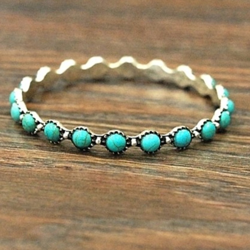 Natural Turquoise Bangle Bracelet Vintage Look