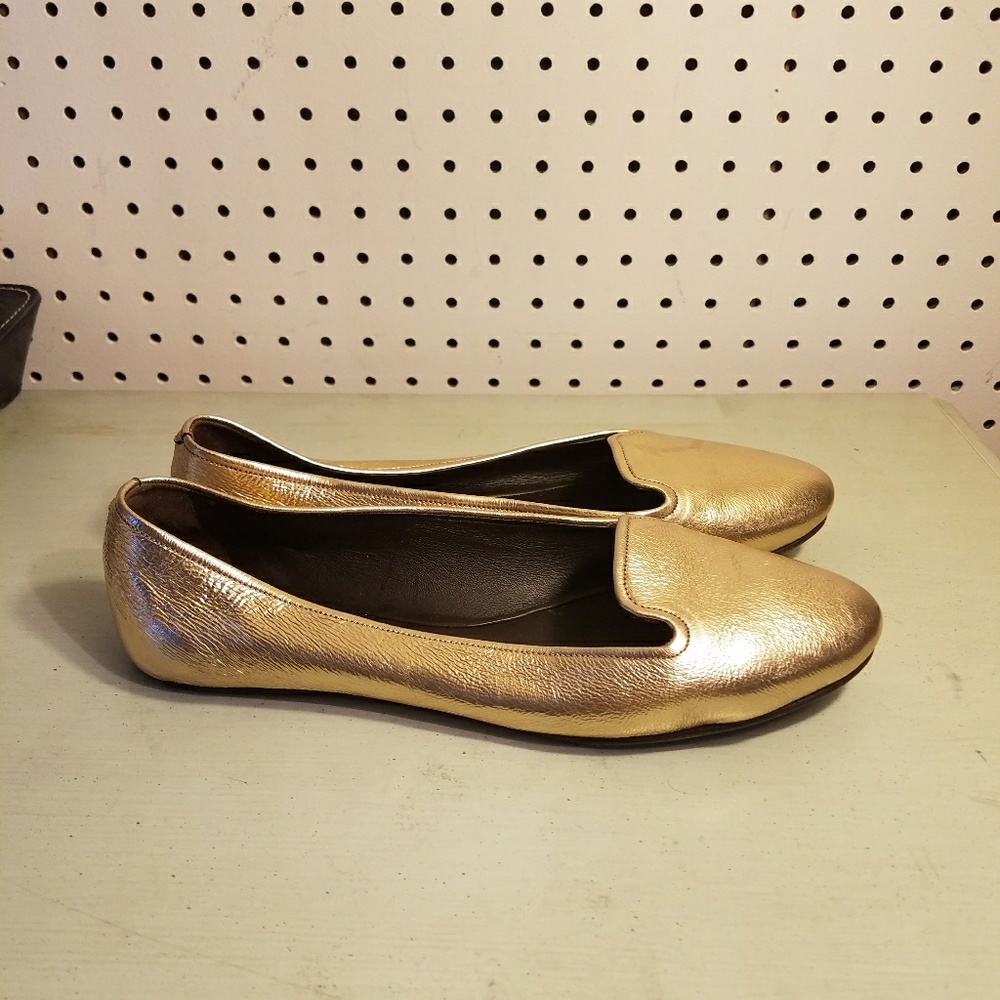 ROCHAS GOLD LEATHER BALLET FLATS