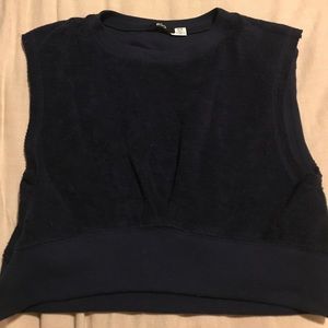 Navy cropped sweatshirt material shirt