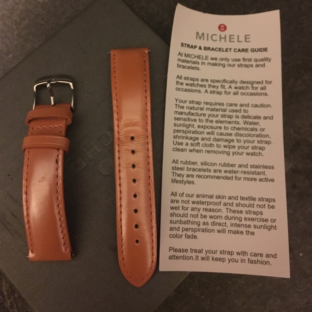 Michele 18mm Orange Leather Strap