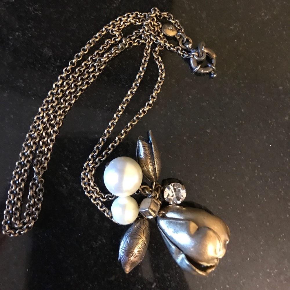 J.Crew Pearl & Gem Drop Necklace