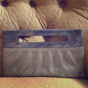 SALE! BCBGMAXAZRIA silver chain metal mesh clutch