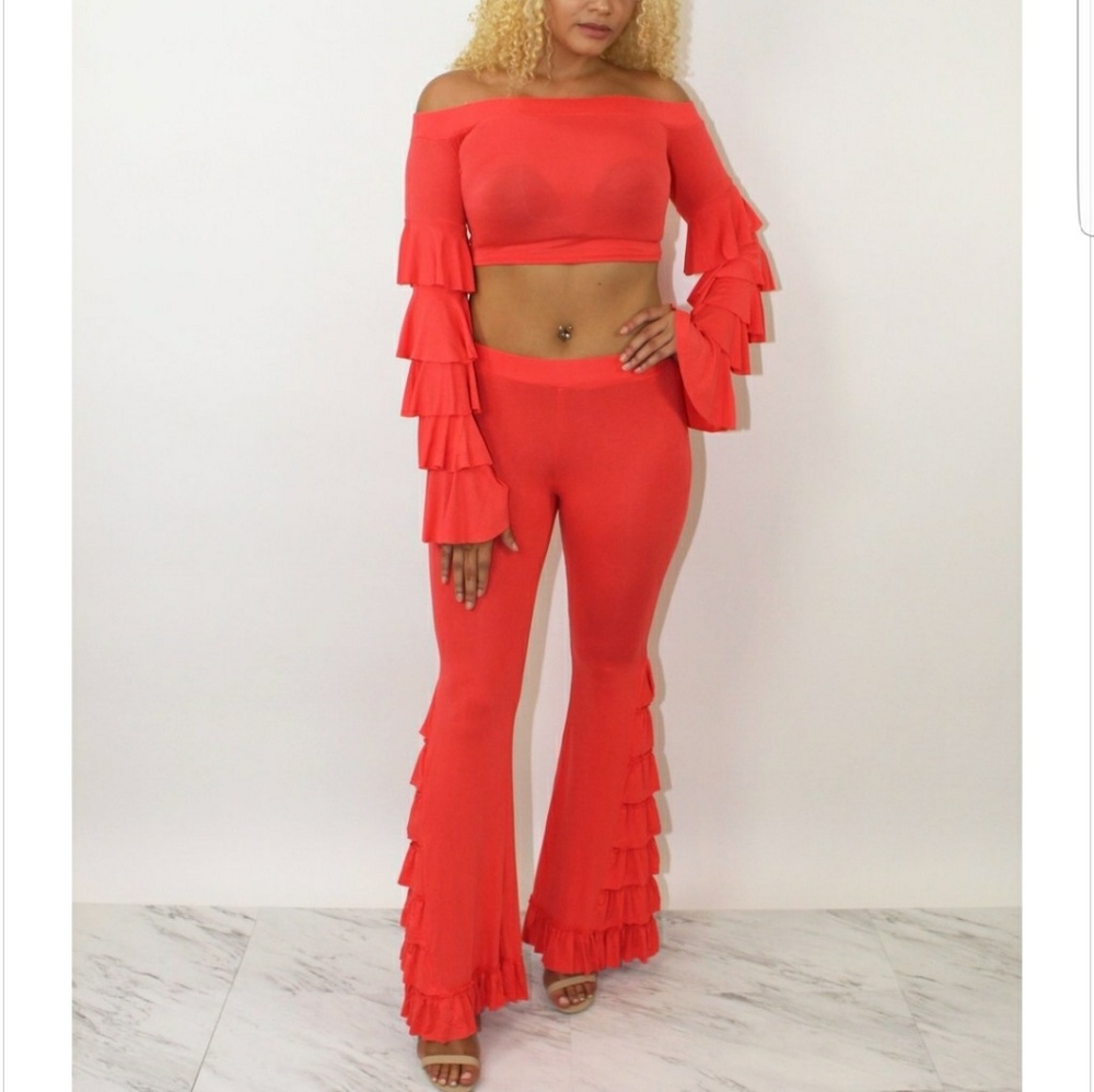 Coral Tango Ruffle Set