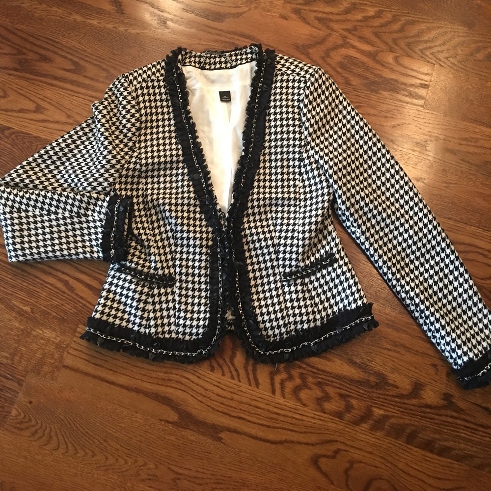 White House Black Market Houndstooth Blazer Sz 12