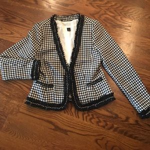 White House Black Market Houndstooth Blazer Sz 12