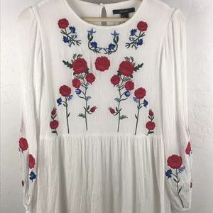 Forever 21 Embroidered Gauze Boho festival Top S Forever 21 Embroidered Gauze Boho festival Top S