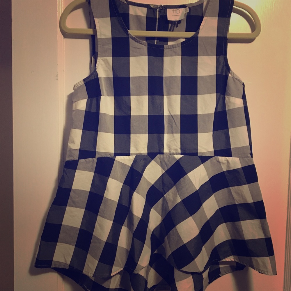 HD in Paris Anthropologie Gingham Peplum Tank