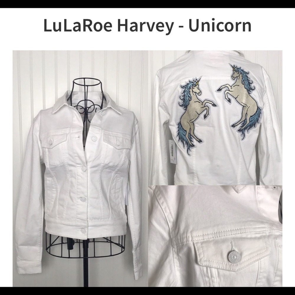 Lularoe white denim Jacket Harvey MeDiuM BNTW!!