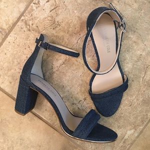 Kenneth Cole denim ankle strap heels. Kenneth Cole denim ankle strap heels.