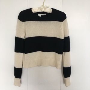 360 cashmere cropped stripe sweater NWOT