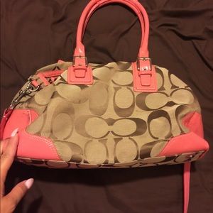 Pink and beige Coach bag