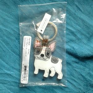 Coach Boston Terrier/ French Bldg leather keychain