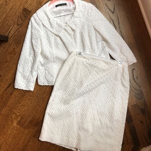 White eyelet Albert Nipon suit White eyelet Albert Nipon suit