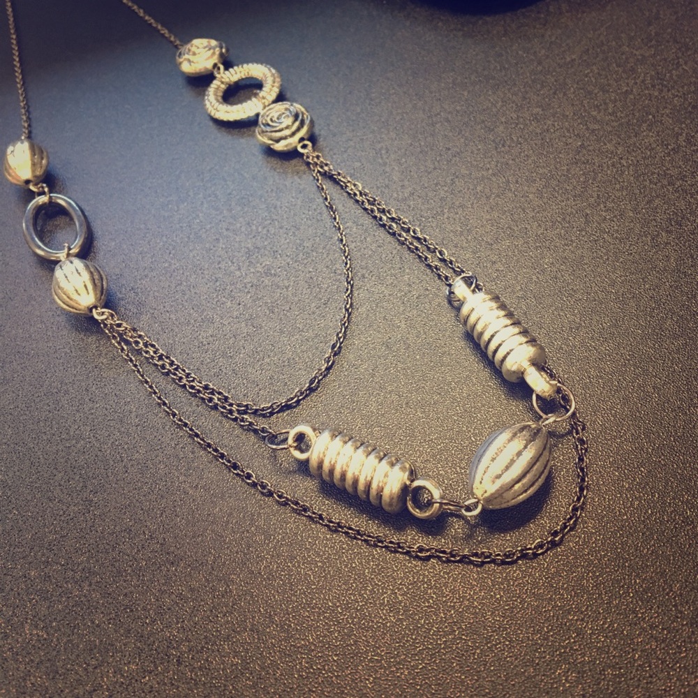 Gunmetal Layered Chain Necklace