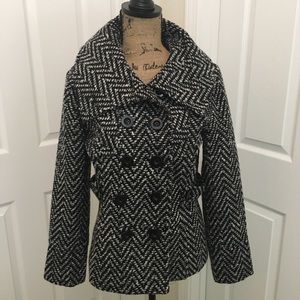 Philosophy Republic Black & White Tweed Pea Coat Philosophy Republic Black & White Tweed Pea Coat