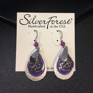 Silver Forest Purple Silver Dangle Earrings