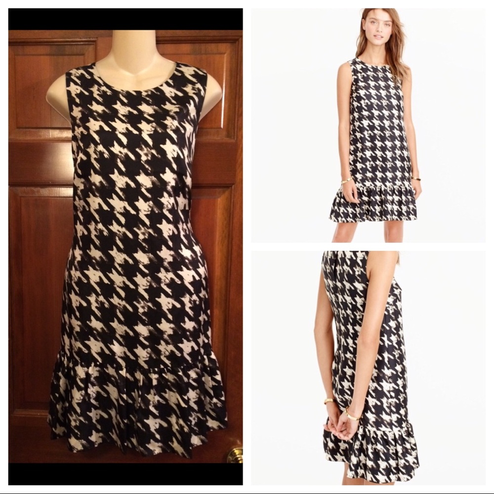 J Crew Houndstooth Dress ( 100% SILK) SZ 8