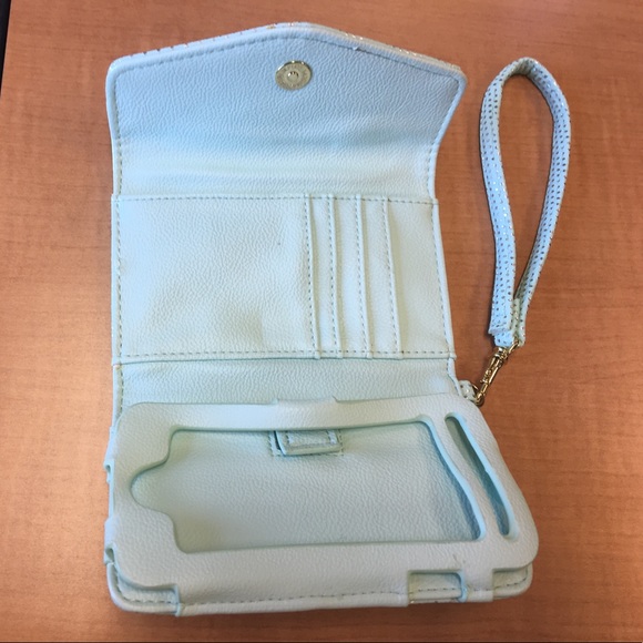 Mint Polka Dot Phone Wristlet Wallet - Picture 3 of 4