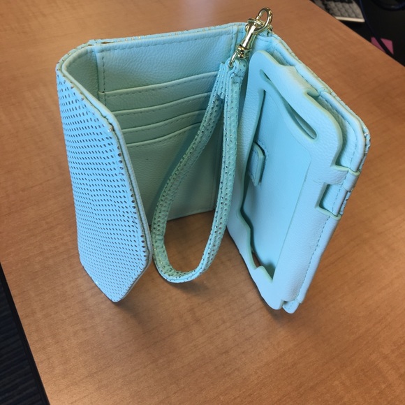 Mint Polka Dot Phone Wristlet Wallet - Picture 4 of 4