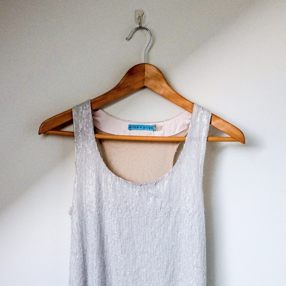 alice and olivia silk sequin racerback camisole