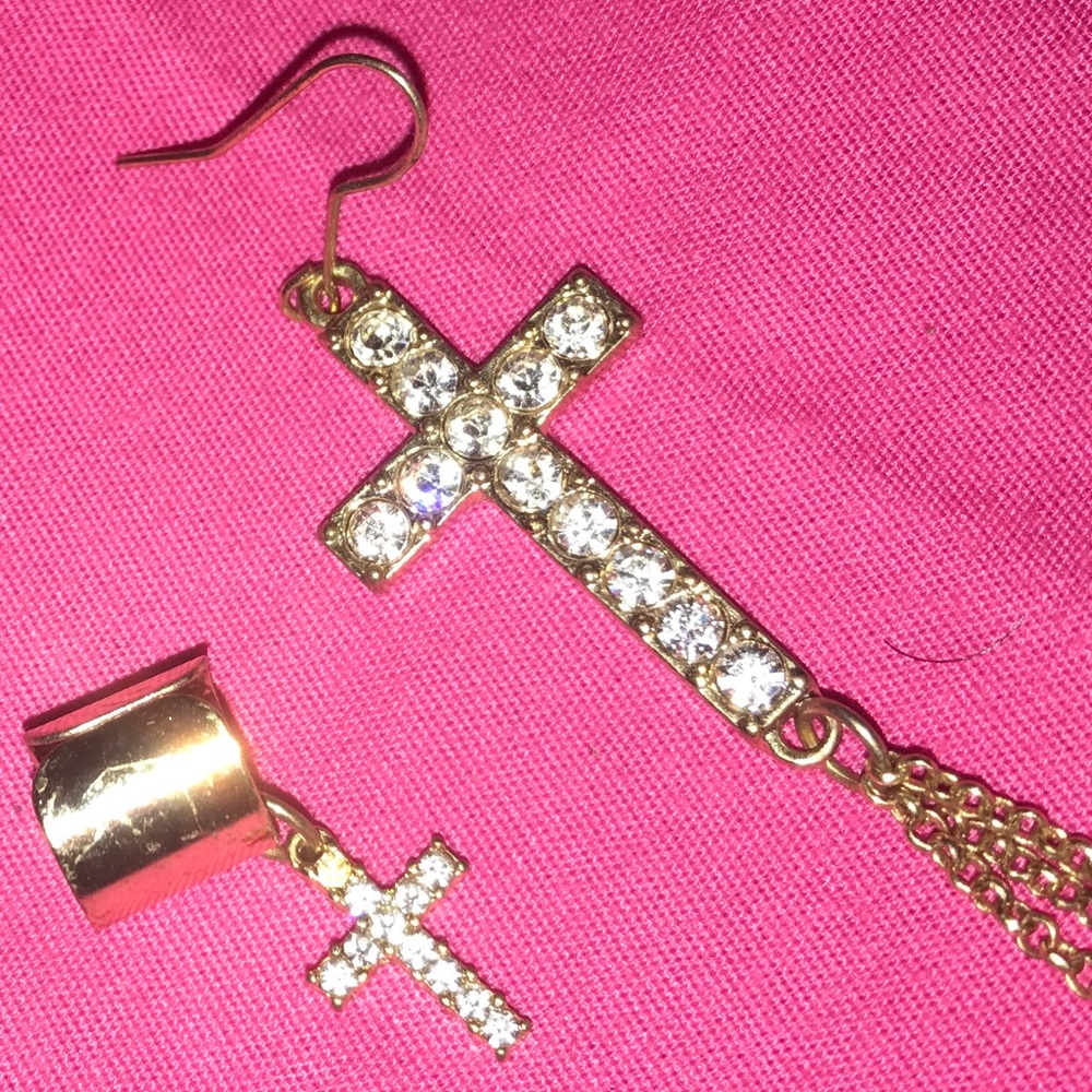 Gold cross earrings
