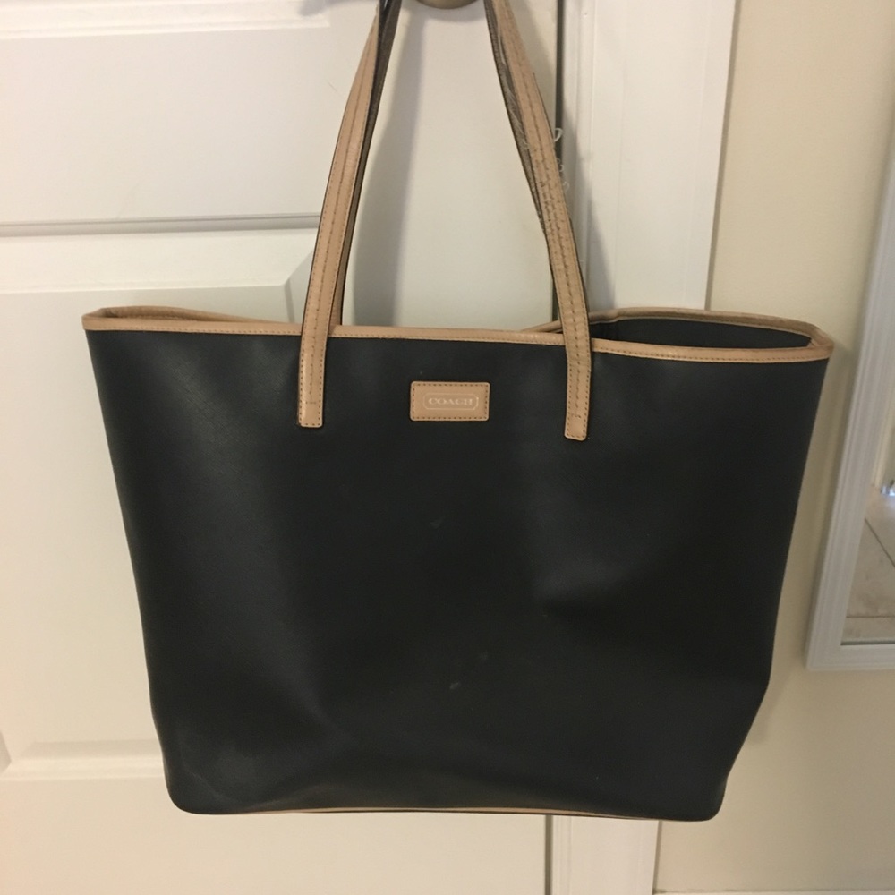 Coach metro large Black and Tan tote purse