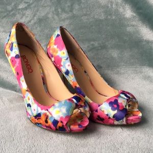 Floral Print Bongo Heels