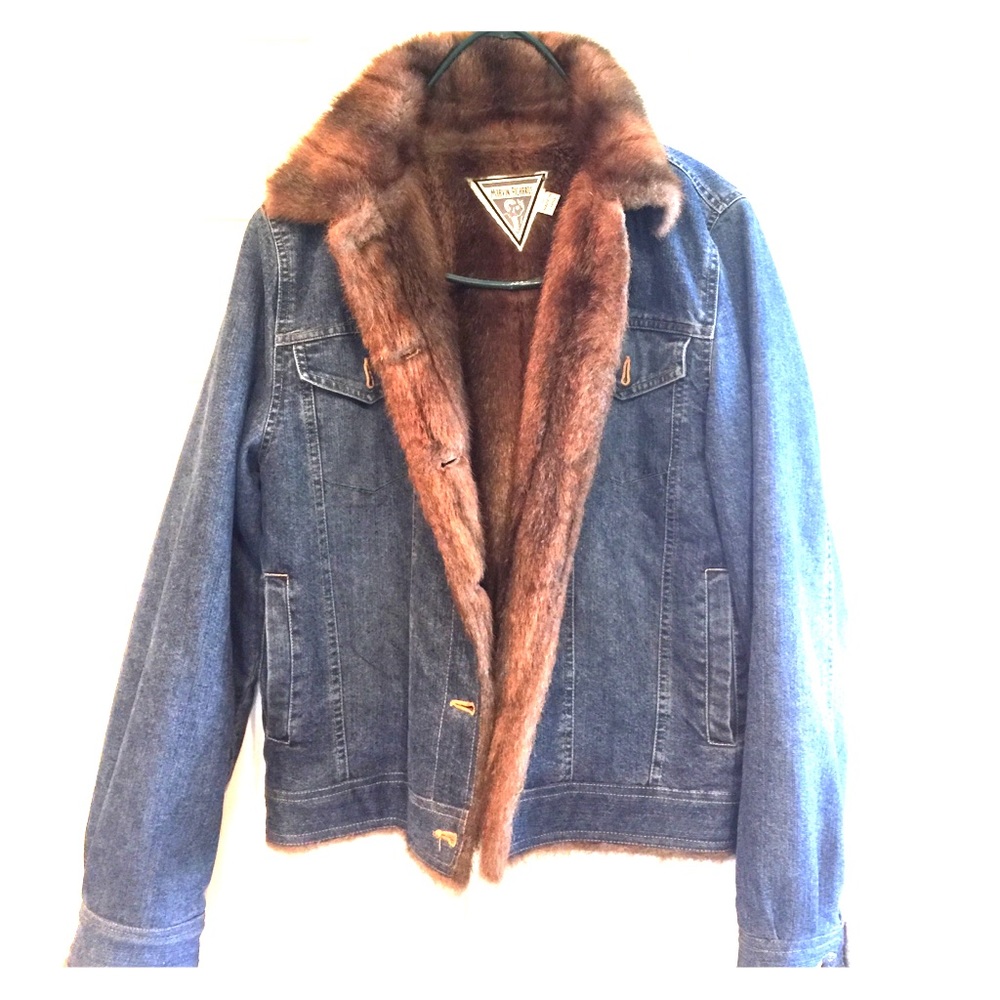 Women's Jean jacket M faux fur lining.