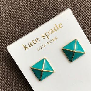NWT Kate Spade Teal Pyramid Studs