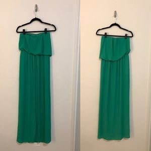 Express Emerald Green Strapless Maxi Dress