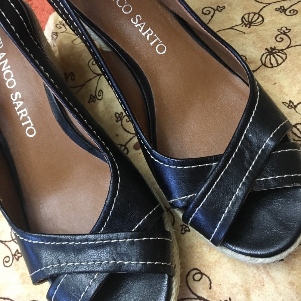 Franco Sarto flawless black wedge shoes!