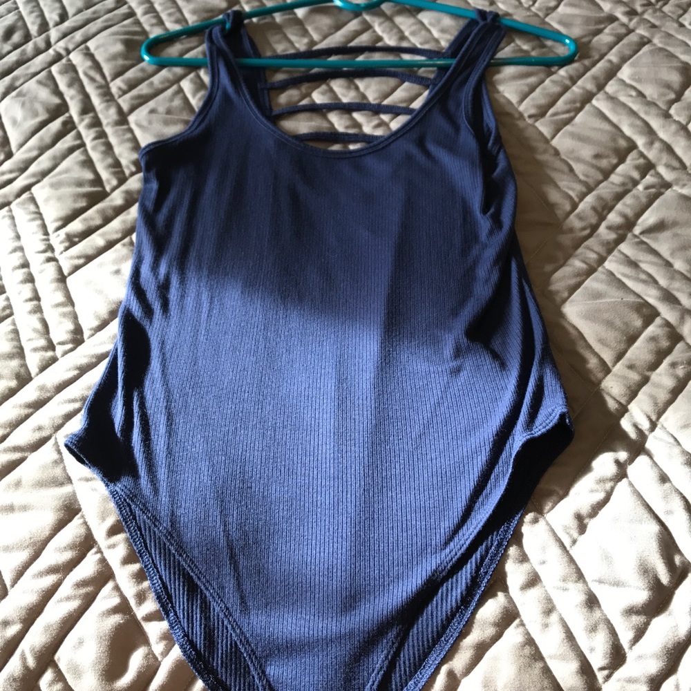 Victoria Secret Navy Blue Stripped Back Bodysuit