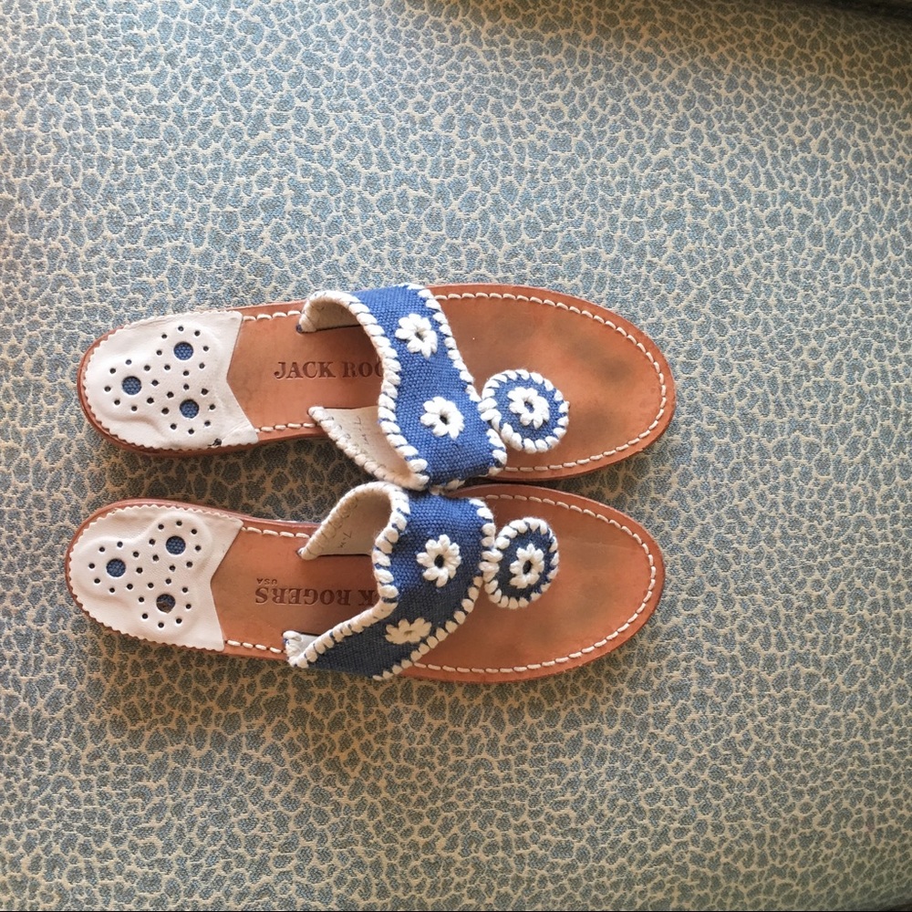 Rare Jack Rogers Blue Denim-like Navajo Sandals