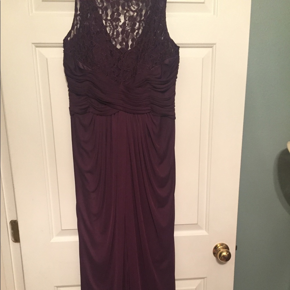 Davids Bridal bridesmaid dress in Plum