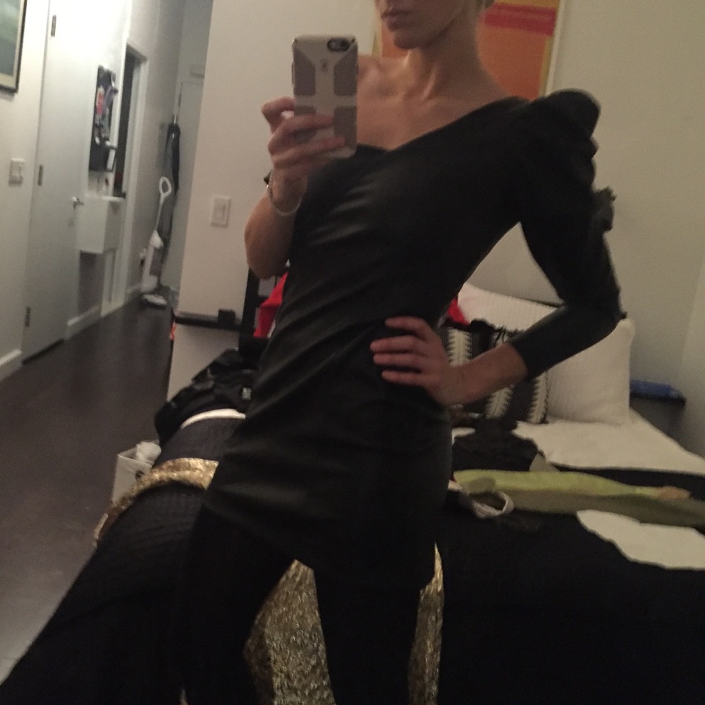 Black faux leather dress