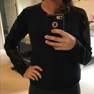 Loft Navy Blue lace accent sweater