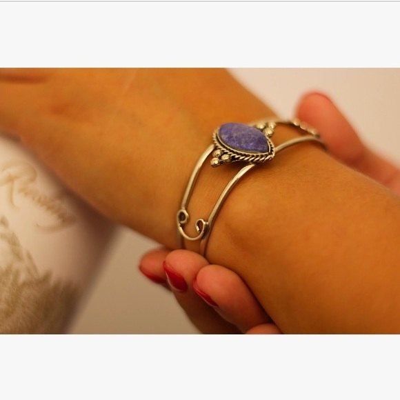 Dumortierite Semi Precious Stone Bangle - Picture 2 of 4