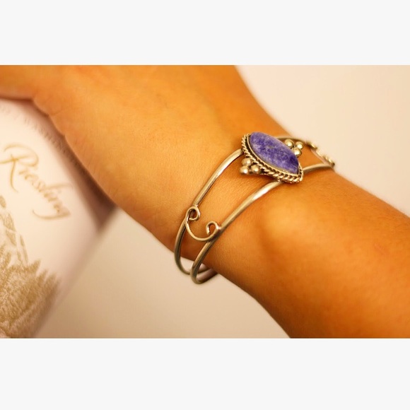 Dumortierite Semi Precious Stone Bangle - Picture 3 of 4