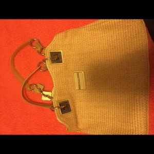 Calvin Klein Tan Straw Medium Tote
