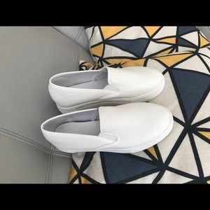 Ladies casual white slip-on loafers