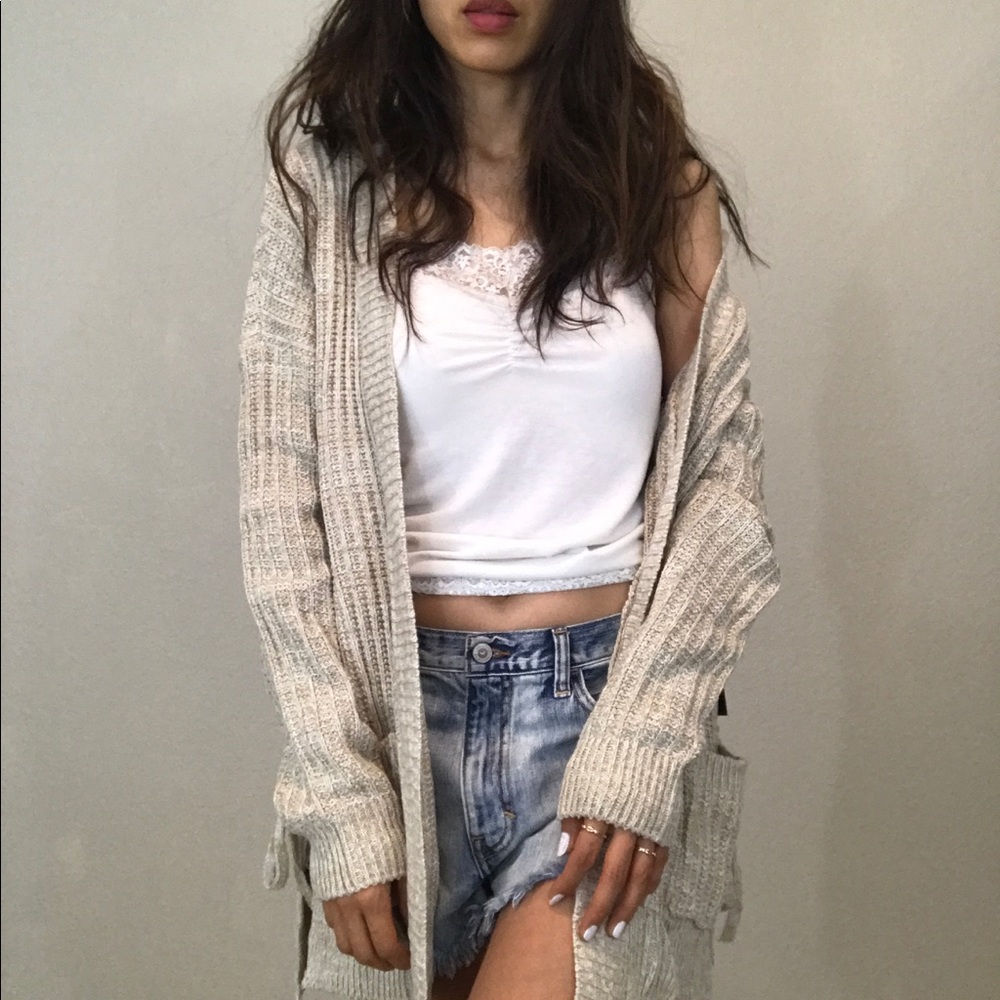 Brand new oatmeal twist baggy sweater cardigan - Picture 2 of 7