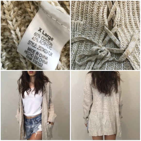 Brand new oatmeal twist baggy sweater cardigan - Picture 7 of 7